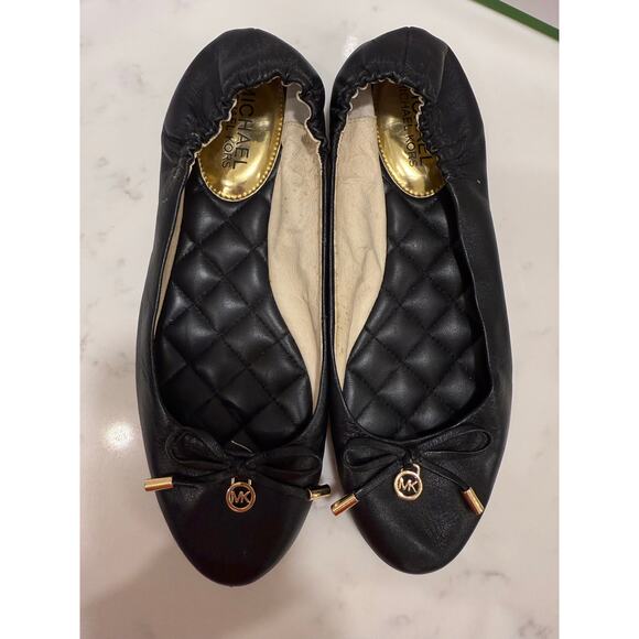 MK Michael Kors Leather Ballet Flats Black Classic Size 7M - Picture 9 of 10